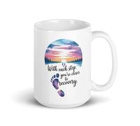 Fauntin Gifts Get Well Soon Gift for Men & Women - Large Coffee Mug with “with Each Step You’re Closer to Recovery”, Thoughtful Surgery Recovery Gift for Friends (15oz White Mug)