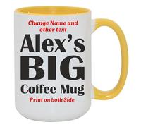 Fauntin Gifts Personalised Big Mug - 15oz Large Coffee Tea Mug Funny Gift for Coffee Tea Lover - Create Your Own Custom Name Cup (Yellow)