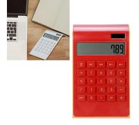 FAUOSWUK 10 Digits Solar Battery Dual Power Calculator with Tilted LCD Display for Office Home School Business Financial Math (Red)