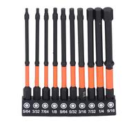 FAUOSWUK 10 Pcs SAE Hex Bit Set, S2 Alloy Steel Magnetic Hex Bits 1/4 Inch Shank 100mm Length, with Storage Rack, for Furniture Assembly Automotive Repairs Plumbing Construction