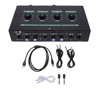 FAUOSWUK 2 Channel Power Supply, 50dB Gain with Isolation Technology, Dual Channel Reverb Output, RGB Illuminated Knobs, for Condenser Microphones and Music Recording Equi