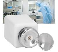 FAUOSWUK 200ml Solvent Alcohol Dispenser, Push Down Alcohol Dispenser ESD Liquid Dispenser Pump Blue Anti Static Square Bottle with Stainless Steel Lid (White)