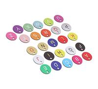 FAUOSWUK 26PCS Beehive Numbered Tag Brightly Colored Round Labels for Beekeeping Accessory Made of ABS (26 Color Letter Cards)