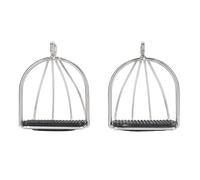 FAUOSWUK 2PCS Stainless Steel Cage Stirrups for Horse Riding with Non Slip Pad Equestrian Stirrups Stable Support Foot Alignment
