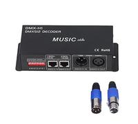 FAUOSWUK 4 Channel DMX512 Decoder, Adjustable RGB Dimming LED Controller with Music Mode for Bars Hotels Sober Bars (8A per channel)