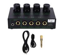 FAUOSWUK 4 Channel Headphone Amplifier, USB Powered Stereo Sound Amplifier with Individual Volume Control Knobs, for Multiple Headphones