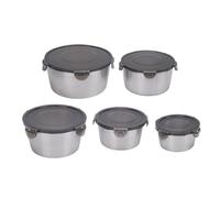 FAUOSWUK 5PCS Stainless Steel Mixing Bowls, 304 Metal Food Storage Containers with Airtight Lids, for Kitchen Refrigerator Microwave