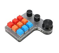 FAUOSWUK 9 Keys Programmable One Handed Macro Mechanical Keyboard, 3 Knobs, USB Bluetooth, for Office and Gaming