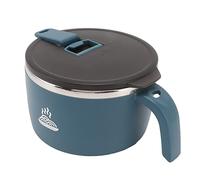 FAUOSWUK 900ml Stainless Steel Noodle Bowl with Lid Double Layer Insulation for Easy Dry Mixed Cold Noodles Soup Salad Mixing (Blue)