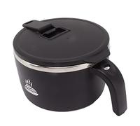 FAUOSWUK 900ml Stainless Steel Noodle Bowl with Lid Double Layer Insulation for Easy Dry Mixed Cold Noodles Soup Salad Mixing (Black)