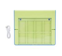 FAUOSWUK Controller Charging Station, Battery Pack Rechargeable with 8 Card Slot Portable Charging Dock, Light Emitting Diode Controllers, Bright LED Indicators and Smart Chips (Blue Green)