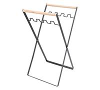 FAUOSWUK Foldable Trash Bag Holder Stand Lightweight Portable Garbage Bag Stand for Home Office Outdoor Use Iron Rubber Wood 1 Unit (Black)