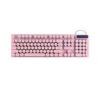 FAUOSWUK Gaming Keyboard,USB Round 104 Keys Typewriter Style Mechanical Wired Computer Keyboard with Backlit Fodable Feet Multimedia Keys Wired Keyboard for Desktop Laptop (Pink)