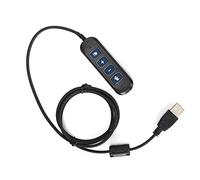 FAUOSWUK H901 Adjustable Volume Call Center Headset Adapter, USB Plug QD Cable for 3.5mm Female Headset Equipment, Portable ABS Material, Easy to Use (Blue)