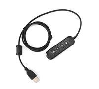 FAUOSWUK H901 Adjustable Volume Call Center Headset Adapter, USB Plug QD Cable for 3.5mm Female Headset Equipment, Portable ABS Material, Easy to Use (Black)