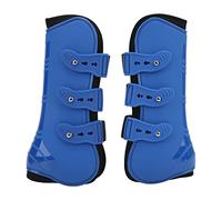 FAUOSWUK Horse Support Boots, Horse Tendon Boots Horse Leg Guards for Jumping Running Sports with PU Shell and Neoprene Easy Adjustable Strap (blue front legs XL)