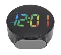 FAUOSWUK LED Electric Alarm Clock 12 24H Time Display Adjustable Brightness for Home Travel Portable White 3.9in 1 (Black Case, Color Font)