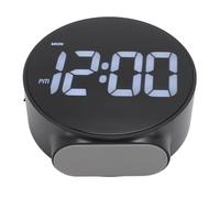 FAUOSWUK LED Electric Alarm Clock 12 24H Time Display Adjustable Brightness for Home Travel Portable White 3.9in 1 (Black Case, White Font)