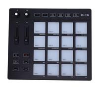 FAUOSWUK MIDI Controller Pads, Professional MIDI Controller Drum Pad with 16 RGB Pads and 2 Knobs Noise Reduction Portable for Music Production