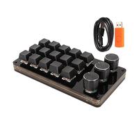 FAUOSWUK Mini Custom Keypad, 15 Keys 3 Knobs Programmable Blue Switch Hot Swappable Mechanical Keypad, with USB Cable, for Computer Gaming Graphic Design Video Editing