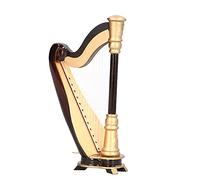 FAUOSWUK Mini Harp Model, Musical Instrument Replica Miniature Harp Decor Home Office Desk Shelf Decor with Box for Music Lovers