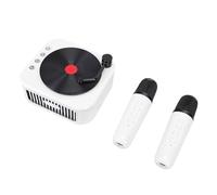 FAUOSWUK Mini Karaoke Machine Toy Portable Bluetooth Speaker with 2 Wireless Mics, Magic Sound Effects for Kids Adults Home Party Outdoor (White)