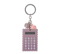 FAUOSWUK Mini Portable Calculator, Cute Candy Color Keychain Calculator with 8 Bit Display, Simple Fashionable Design for Colleagues Children Friends (Grey Purple)