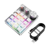 FAUOSWUK Programmable Keypad for PC Customizable Gaming Keyboard 16 Keys 3 Knobs USB Wired Volume Control with ABS Acrylic Keycaps for Gaming Work Programming (White)