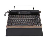 FAUOSWUK Retro Typewriter Mechanical Keyboard, 84 Keys BT 5.0 Wireless Keyboard with RGB Backlight for PC Laptop, Includes PU Leather Wrist Rest