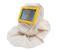 FAUOSWUK Sandblaster Helmet with Shawl Double Layer Glass Protective Hood Cap for Sand Blasting Painting Scraping Yellow Frame, Perfect Safety Equipment for Sandblasting Operators