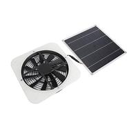 FAUOSWUK Solar Powered Panel Fan Durable Solar Exhaust Fan, Rainproof 100W Kit for Greenhouse Shed, 10.4" for Shed (White)