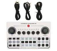 FAUOSWUK USB Live Sound Card Podcast Mixer, Sound Card Dual Channel Streaming Interface with 12 Warm Sound Effects Intelligent Evasion Mode for Live Broadcast