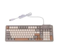 FAUOSWUK USB Wired Keyboard, RGB Backlit Gaming Keyboard with Customizable Knob and 3 Color Scheme, Ergonomic Design for Wins PC Computer