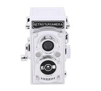 FAUOSWUK Vintage Digital Camera, Retro TLR Style 24M 2.7K Auto Focus Digital Camera with Hand Crank Operation, for Travel Daily Recording Photography (White)