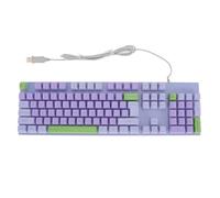 FAUOSWUK Wired Gaming Keyboard, Large Print Keys with Backlit and Spill ResistING Design, 26 Keys Anti Ghosting, Ergonomic Wrist Support for Computer Laptop PC IOS (Purple)