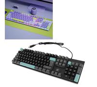 FAUOSWUK Wired Gaming Keyboard, Large Print Keys with Backlit and Spill ResistING Design, 26 Keys Anti Ghosting, Ergonomic Wrist Support for Computer Laptop PC IOS (Star Night Black)