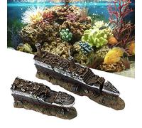FAUOSWUK Wreck Ornaments titanic 15.15 * 3.54 * 2.36 inch Aquarium Shipwreck Decoration titanic Resin Material, Browns and Greys with Vibrant Accents Ornaments
