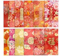 FAURAPMNG 12Pcs Chinese New Year Red Envelopes, Large Hong Bao Lucky Money Cash Envelopes Red Packets Lai See for Lunar New Year, Spring Festival, Wedding, Birthday, etc, 9X17CM