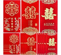 FAURAPMNG 18Pcs Chinese Red Envelopes for Wedding, Large Hong Bao Lucky Money Cash Envelopes Red Packets Lai See for Wedding Newlyweds Bride Groom, Lunar New Year, Spring Festival, Birthday, etc