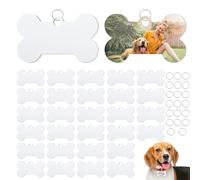 FAURAPMNG 30 Pcs Sublimation Aluminum Dog Tags, Bone Shaped, Double Sided, 38x25mm, 30 Tags