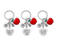 FAURAPMNG 3PCs Teacher Appreciation Gift for Women Teacher Keychain Set, Thank You Gifts for Teachers Jewelry Gift for Teachers, Birthday Gift for Teacher Gifts From Students, Silver, General
