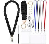 FAURAPMNG Scrunchie Lanyard Stretchy Teacher Lanyards for ID Badges Keys Phones Retractable Wrist and Neck Lanyard Set Wristlet Keychain for Teachers Women Ladies