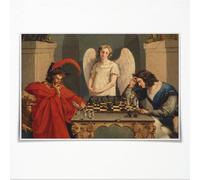 Faust And Mephistopheles Playing Chess Poster Vintage Classical Wall Art The Devils checkmate Painting Retro Picture Canvas Prints for Home Bedroom Office Living Room Decor 20x30cm Unframed