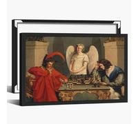 Faust And Mephistopheles Playing Chess Poster Vintage Classical Wall Art The Devils checkmate Painting Retro Picture Canvas Prints for Home Bedroom Office Living Room Decor 30x45cm BlackFramed
