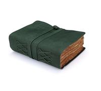 Fausta A4 Vintage Leather Journal for Men & Women | Handmade Writing Notebook with 240 Pages | 150 GSM Deckle Edge Cotton Paper | Hunter Green Travel Diary, Sketchbook & Gift for Writers/Artists