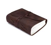 Fausta Handmade Vintage Leather Journal with Flap Closure | 7x5 Travel Diary, 240 Pages | 150 GSM White Cotton Paper Notebook for Writing, Sketching & Gifting - Espresso Brown