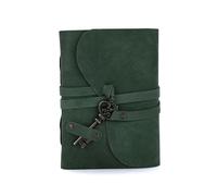 Fausta Vintage Key Leather Journal 7x5” Handmade Notebook, 240 Pages Deckle Edge 150 GSM Cotton Paper - Hunter Green Travel Diary, Sketchbook, Gift for Men & Women