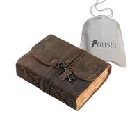 Fausta Vintage Leather Journal with Antique Key | Handmade 7"x5" Brown Writing Notebook for Men & Women | 240 Pages, Thick Cotton Deckle Edge Paper 150 GSM | Travel Diary, Sketchbook & Gift Idea