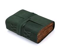 Fausta Vintage Leather Journal with Flap Closure | 7"x5" Handmade Hunter Green Writing Notebook with 240 Deckle Edge Pages | 150 GSM Cotton Paper Diary, Sketchbook & Book of Shadows for Men & Women