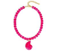 FAUTHENTICUTE Conch Pendant Necklace Multicolor Beaded Boho Statement Chunky Beach Jewelry Summer Choker Trendy Western Style for Women, Resin, No Gemstone